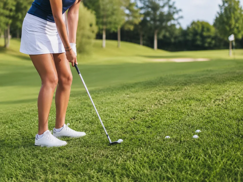 Golfer chipping from the rough
