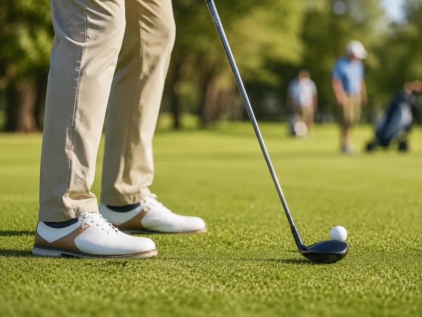 Putter and golf ball on a green