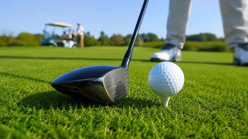 Driver and golf ball on a tee
