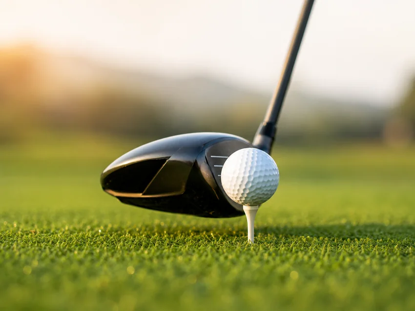 Golfer completing a full swing on the course